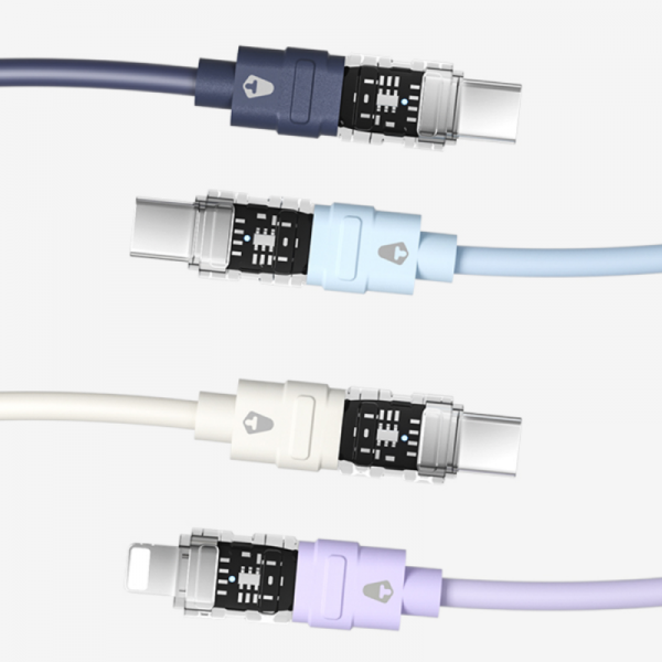 오픈마켓 우리들쇼핑,ATB 듀얼컬러 투명 실리콘 케이블 1.2m AI온도제어 480Mbps (C+8핀/C to C)
