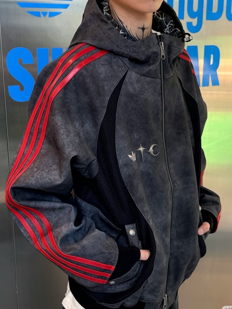 아디다스 ADIDAS 오리지널 빈티지 워싱 스트라이프 봄버 재킷 상세 이미지 4