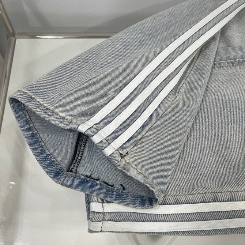 아디다스 ADIDAS 오리지널 삼선 워싱 와이드 데님 팬츠 라이트블루 상세 이미지 5