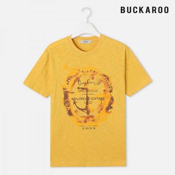 오픈마켓 우리들쇼핑,버커루 BUCKAROO 유니 26수 슬럽 빈티지 프린트 R넥T B202TS065P