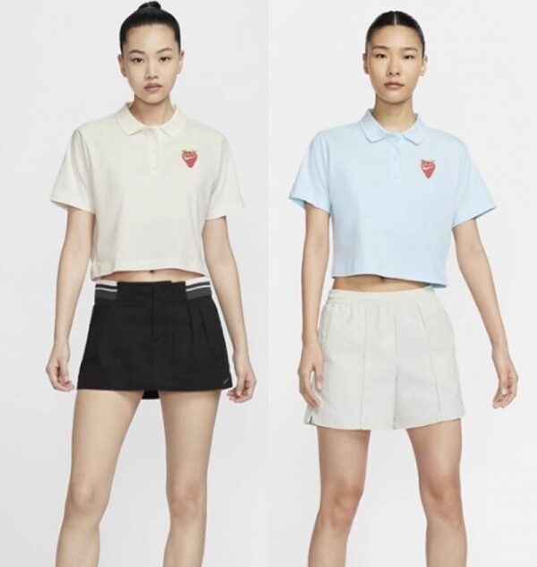오픈마켓 우리들쇼핑,나이키 여성 스트로베리 스우시 반팔 카라 크롭티 HQ1199-133 HQ1199-474