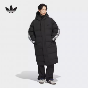 아디다스 맨즈 삼선 롱 다운 패딩 JD3749