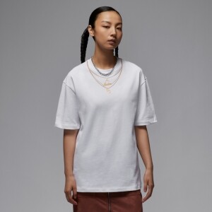 나이키 우먼스 조던 체인 네크리스 루즈핏 반팔 티셔츠 화이트 IH0834-100