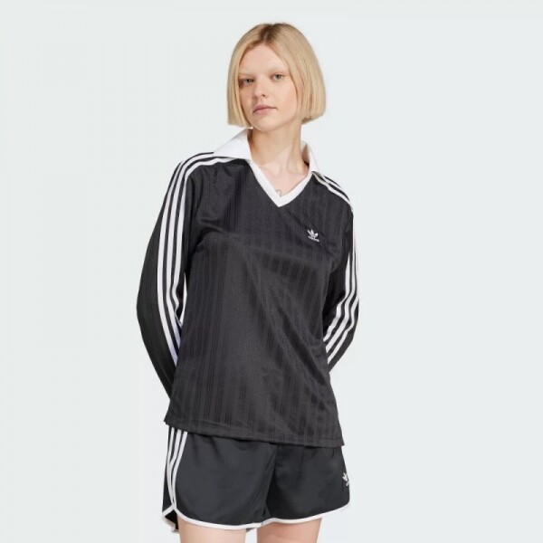 오픈마켓 우리들쇼핑,아디다스 ADIDAS 풋볼 자카드 브이넥 긴팔 폴로 셔츠 - 블랙 JD2603