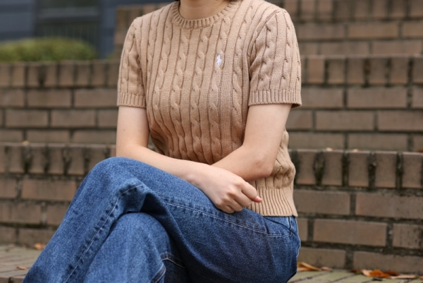 오픈마켓 우리들쇼핑,폴로 랄프로렌 여성반팔 피마코튼 케이블 라운드넥 꽈배기 니트 반팔