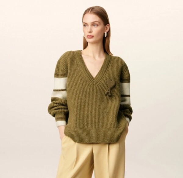 오픈마켓 우리들쇼핑,아미 파리 로고 브이넥 울 니트