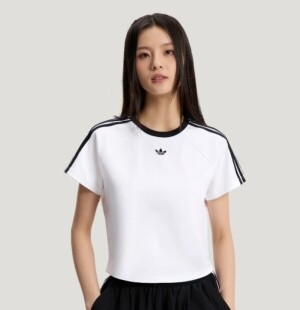 아디다스 링거 티셔츠 흰색 검은색 여성 KT7793