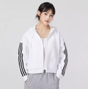 아디다스 FI 삼선 여성 후드 트랙 자켓 져지 집업 화이트 H57293
