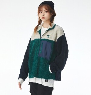 아디다스 오리지널스 쇼트 쉐르파 플리스 자켓 그린 GL6407